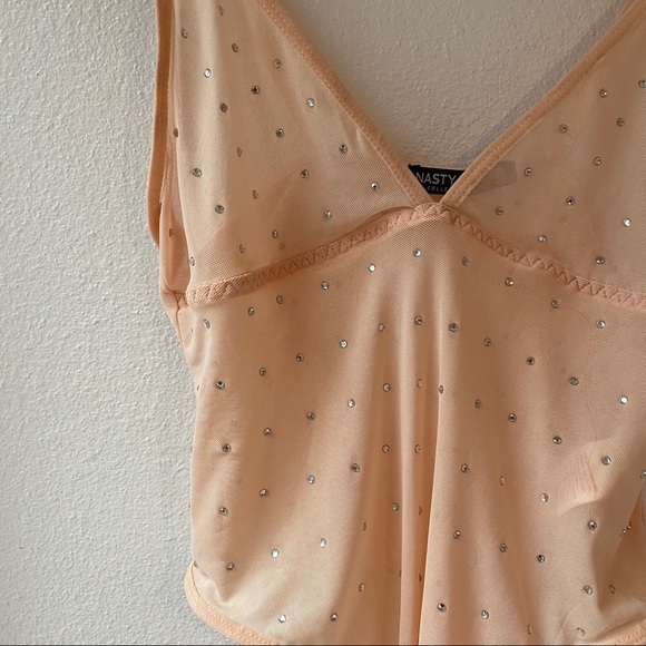Nasty Gal Jeweled Sheer Cream Bodysuit Tank Top 4 - Picture 6 of 8